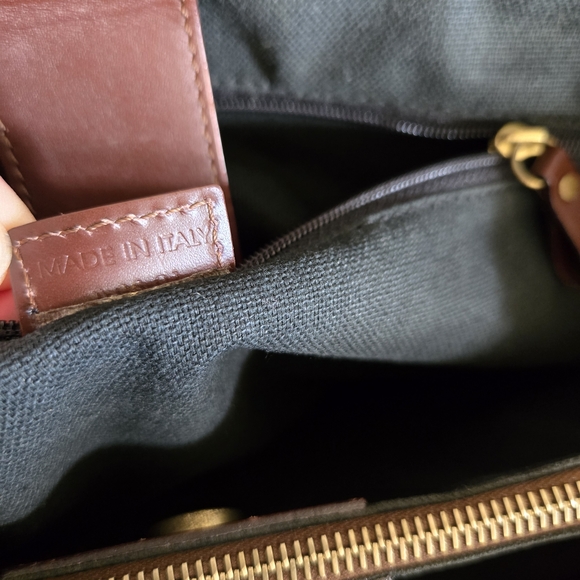 Burberry Beige and Brown Plaid Duffel Bag with Leather Trim - Picture 7 of 7